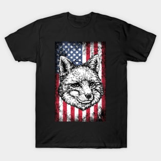 Patriotic Fox American Flag T-Shirt